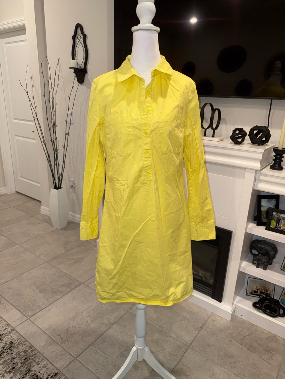 2 x 20$ Merona Yellow Long-Sleeve Button-Up Shirt Dress Size M